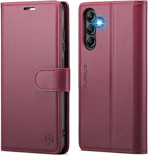 FLIPALM Funda tipo cartera para Samsung Galaxy A14 5G con bloqueo RFID, soporte para tarjeta de crédito, de piel sintética, función atril, funda