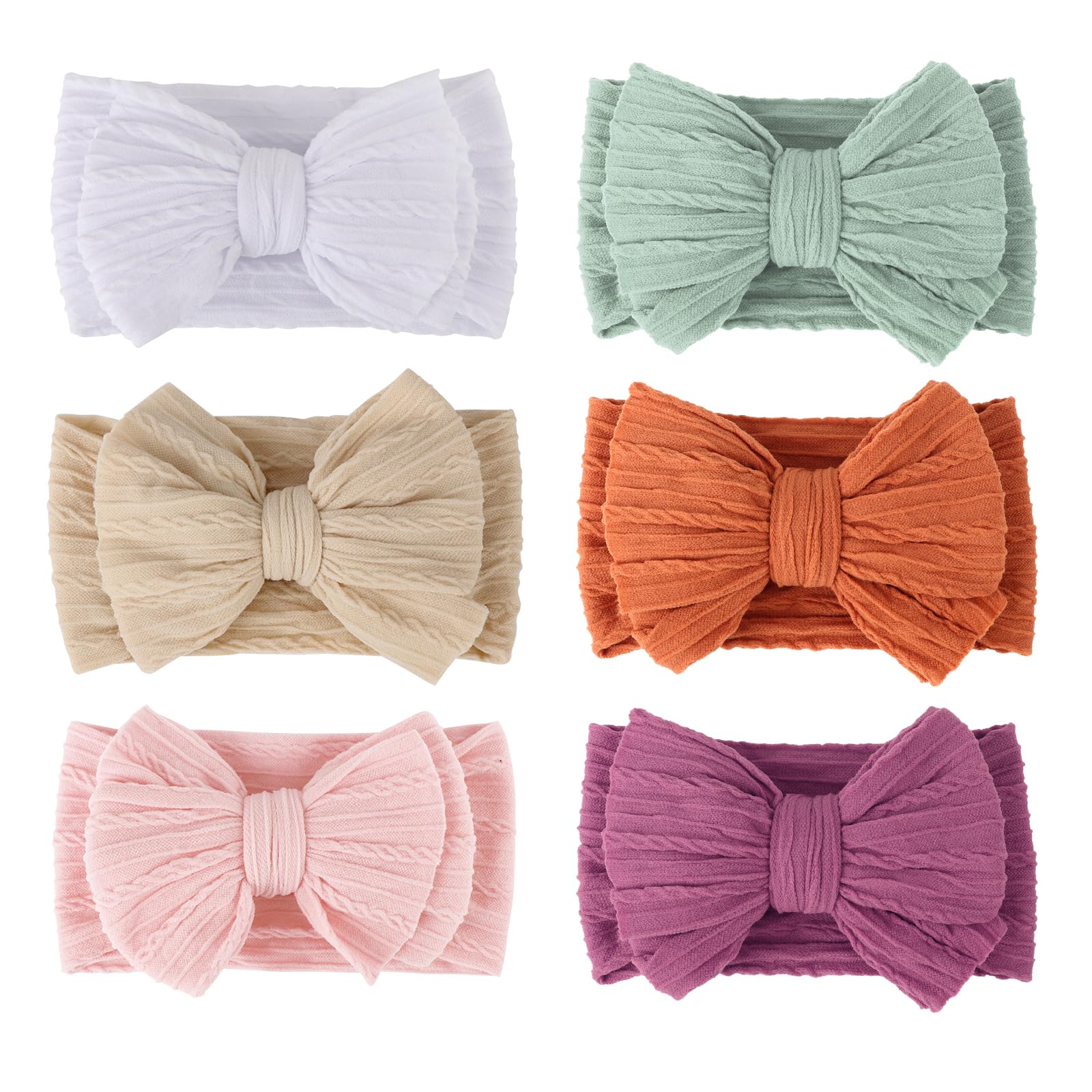 DRESHOW 6 Pack Baby Headbands for Girls Newborn Baby Nylon Headbands with Bows Hair Accessories