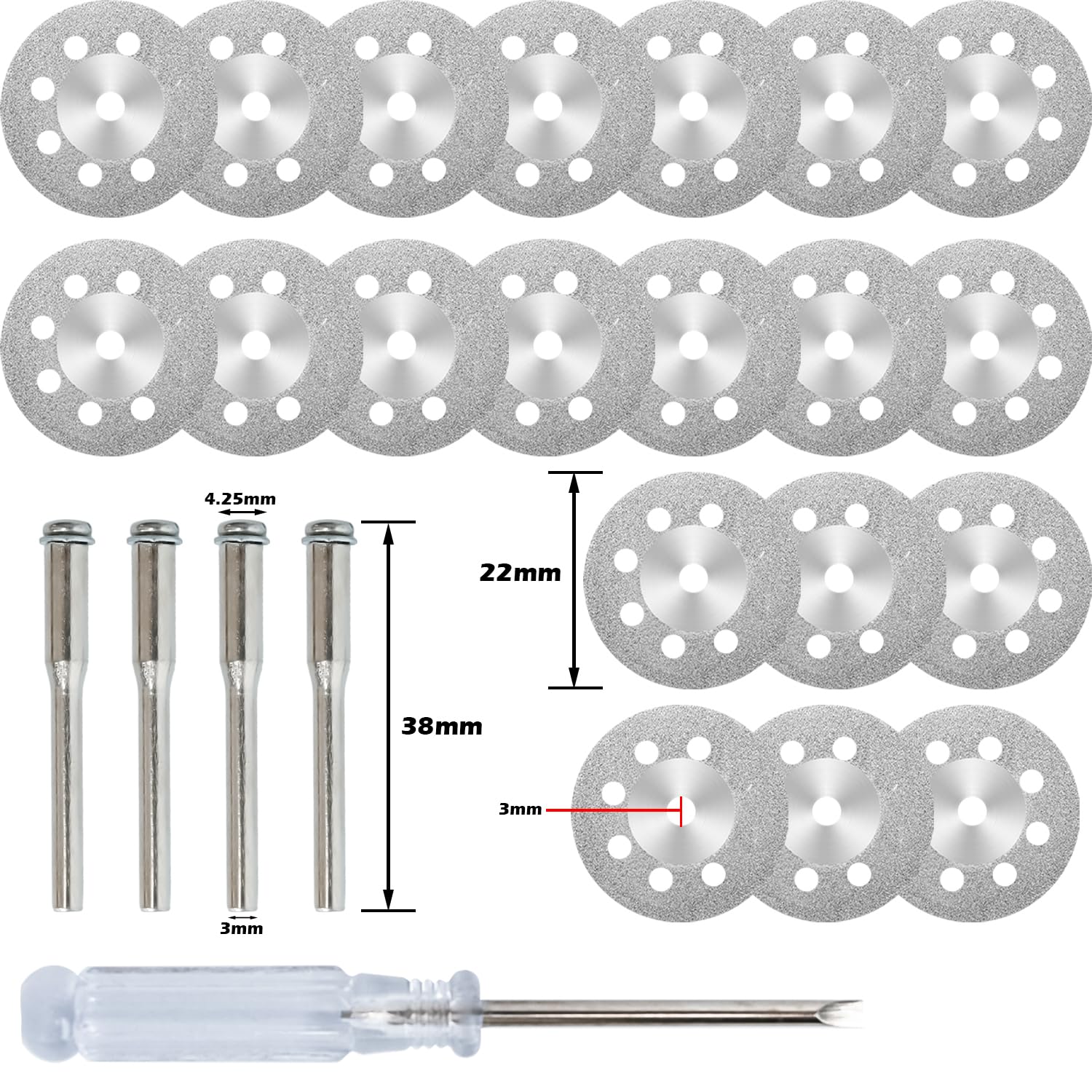VLYX 545 Diamond Cutting Wheels (20PCS) + 3mm Mandrel (4PCS) for Rotary Tools - Image 4