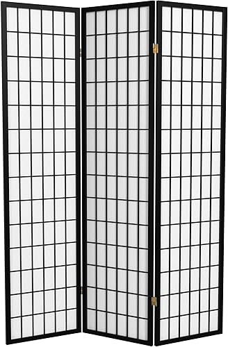 Red Lantern Pantalla Shoji de 6 pies de alto, color negro, 3 paneles