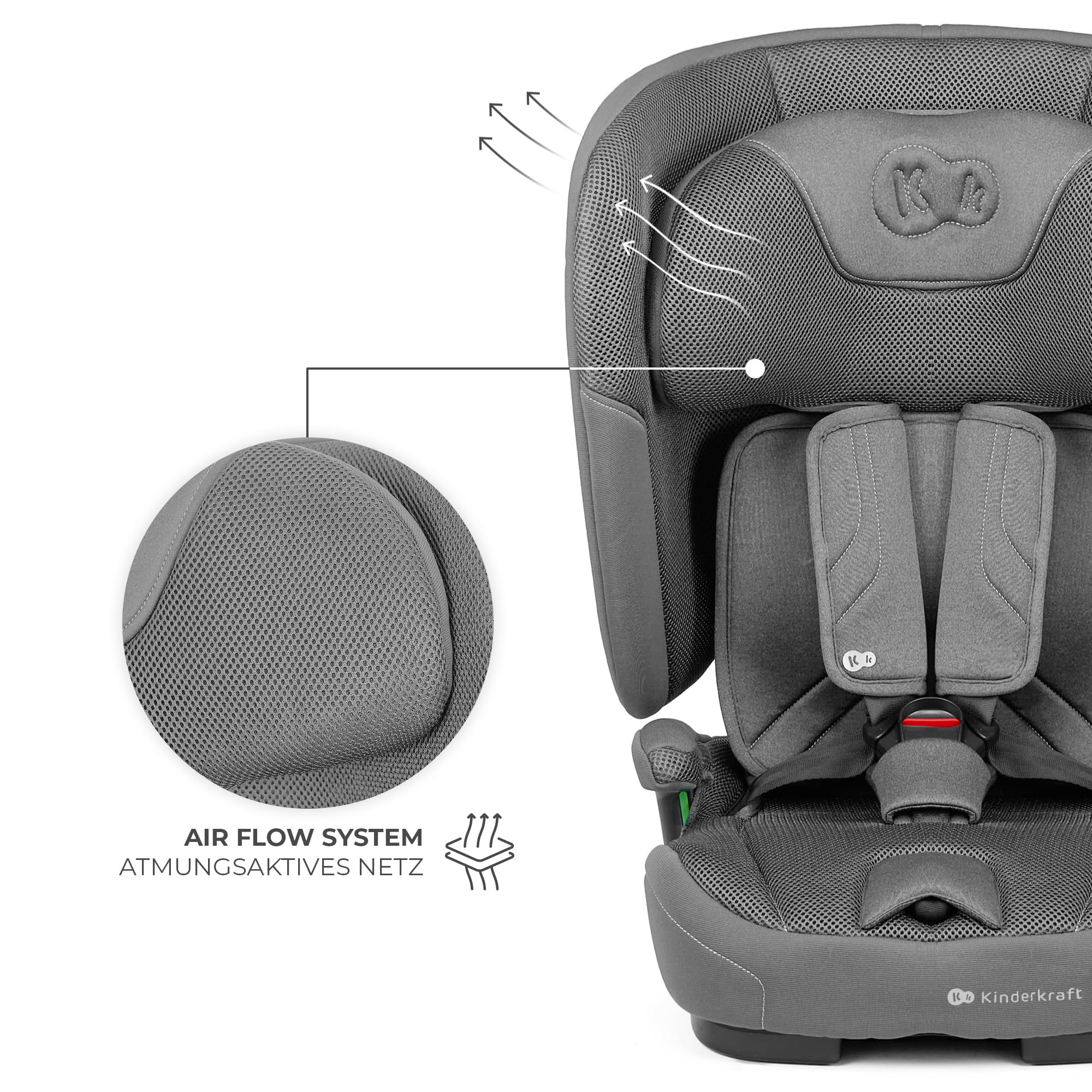 Kinderkraft FIX2GO Autokindersitz i-Size 76-150 cm ISOFIX Top Tether SAFERIDE Sensor Grau