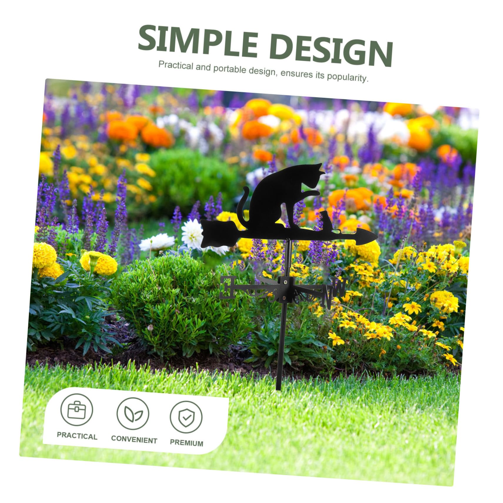 Amosfun Edelstahl Wetterfahne Katzenmotiv Wetteranzeige Für Garten Und Terrasse Langlebig Und Stabil Dekorative Windrichtungsanzeige Für Outdoor-Bereich Installieren