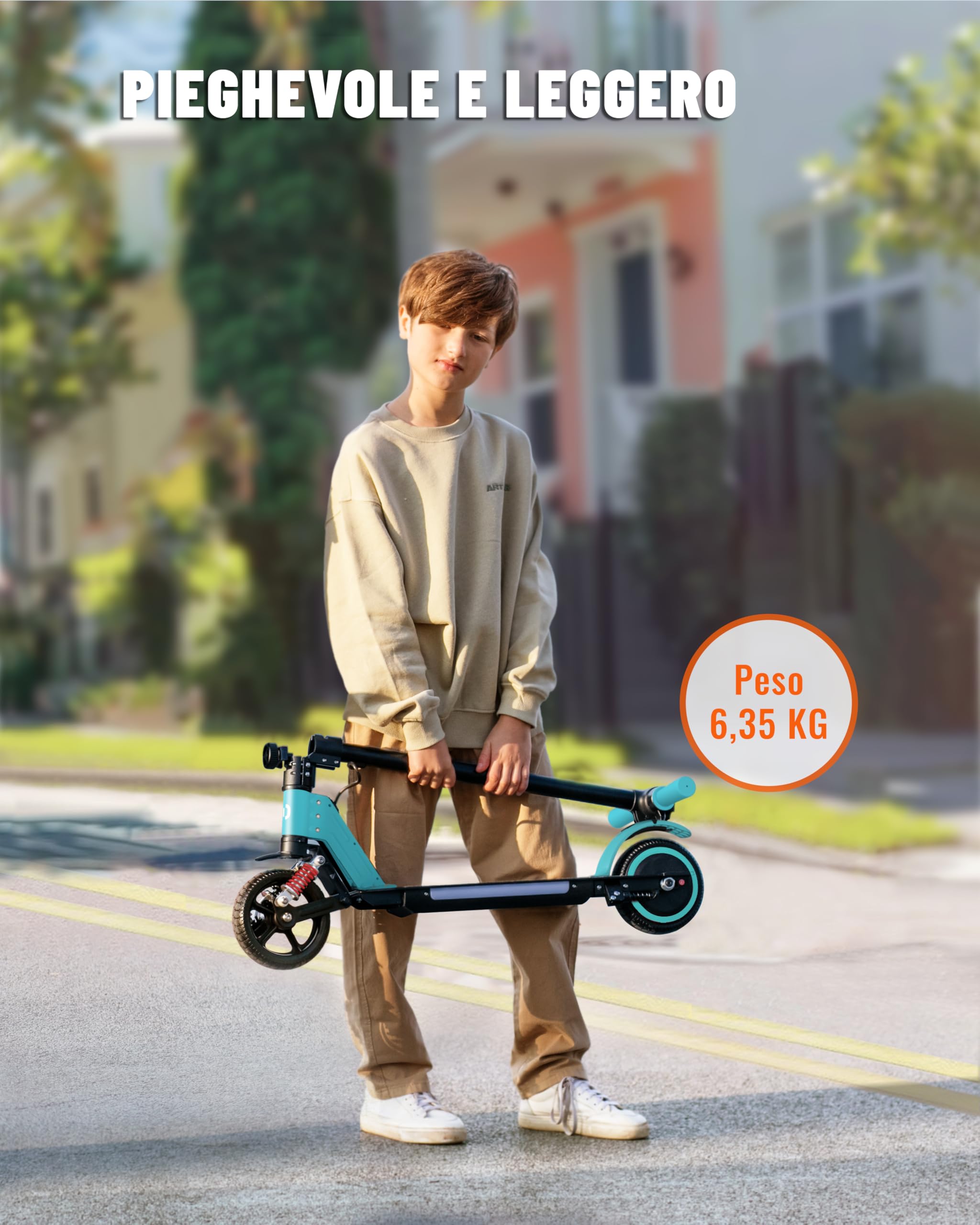Monopattino Elettrico, 6.5'' Monopattino Elettrico per Bambini dai 6 ai 12 Anni, Pieghevole Monopattino con Display LED, Regalo per Bambini