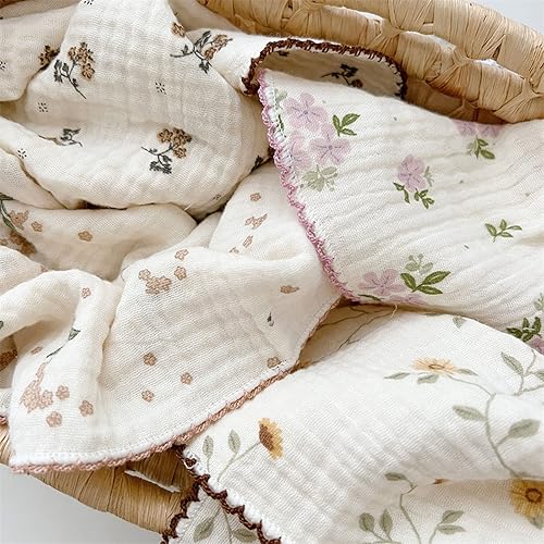 Miniatura 5 de BuLuTu Lindas toallas de limpieza de muselina de algodón floral para el hogar y la cocina, paquete de 4 trapos de limpieza  11 x 11 pulgadas, 100%