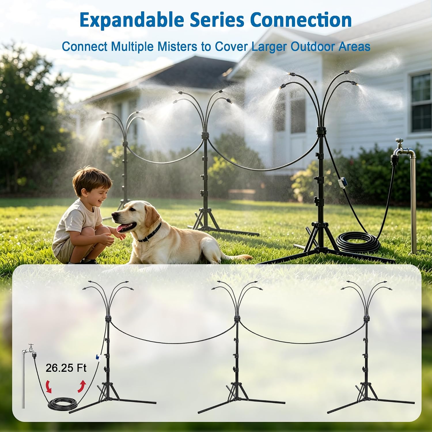 Standing Mister for Outside Patio,4-Adjustable Nozzle Portable Water Mister image 5