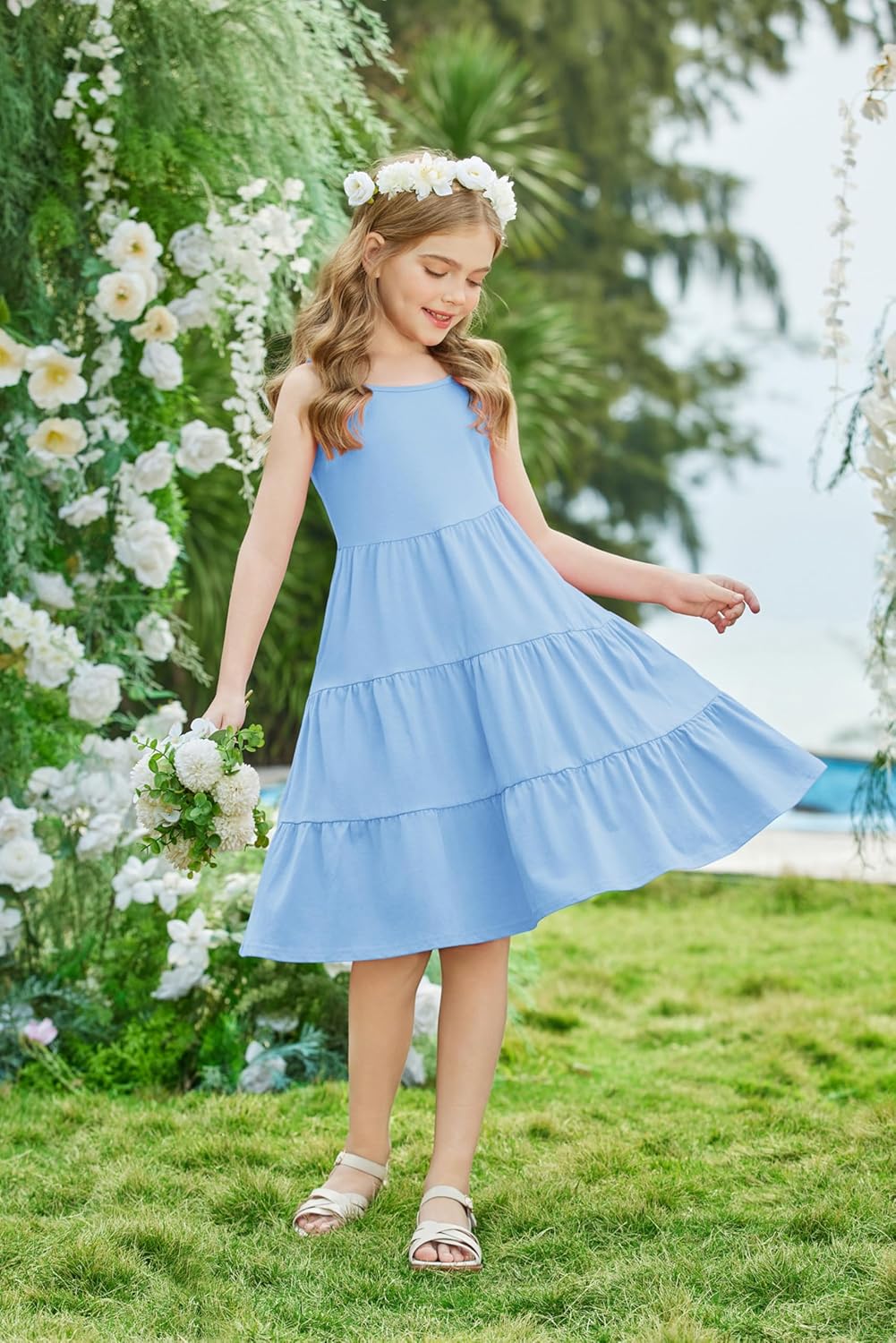 Arshiner Toddler Summer Cami Dress Boho Sundress Casual Sleeveless Dresses - Image 5