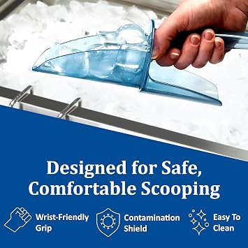 Carlisle FoodService Products Plastic Ice Scoop Ice Scoopers for Ice Bucket, SI5500 Polycarbonate Saf-T-Scoop and Guardian System, 6oz to 10oz, for Bar and Beverage Station, Blue