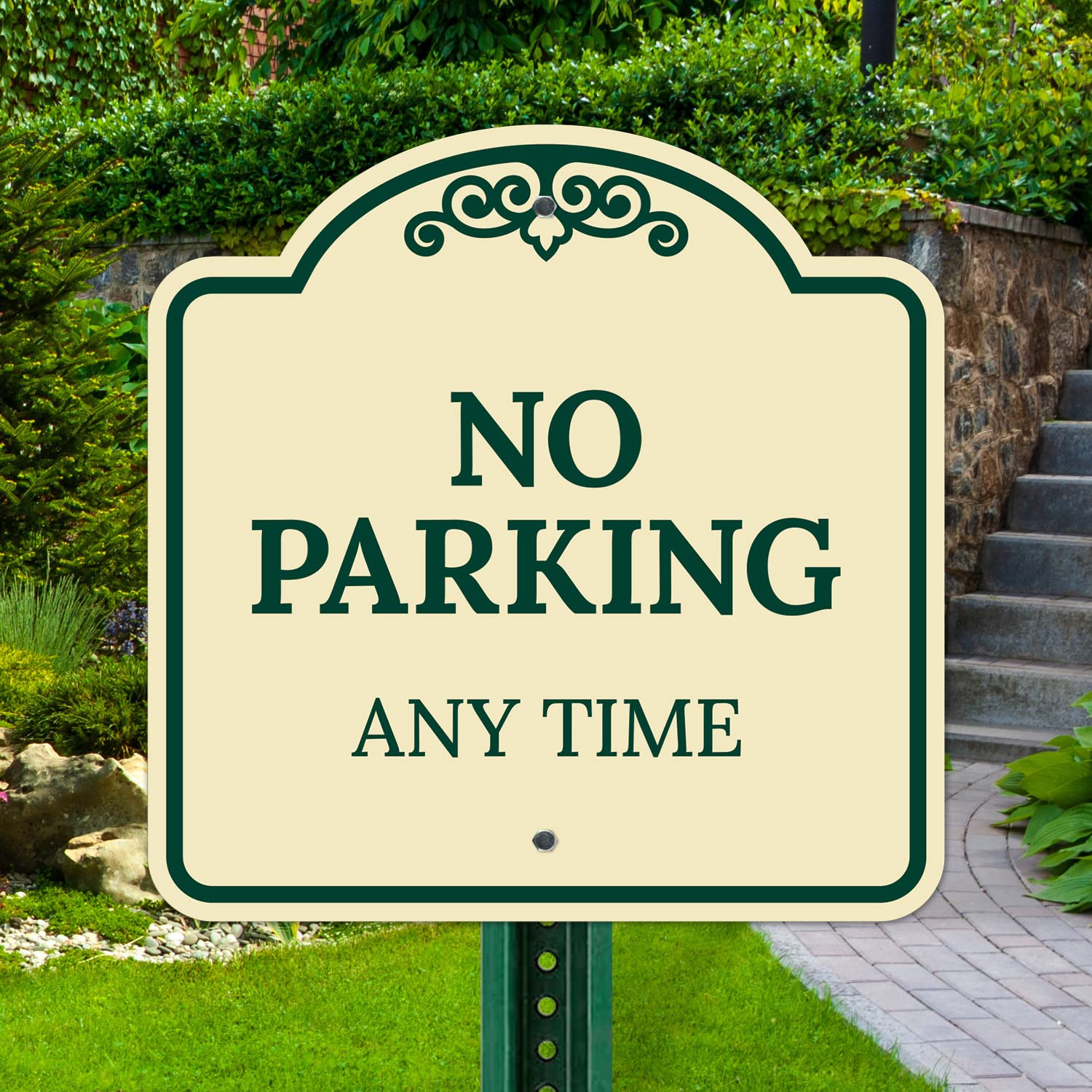 No Parking Any Time Décor Sign, Green Light, 18x18 Inches, ACM, Fade Resistant, Made in USA