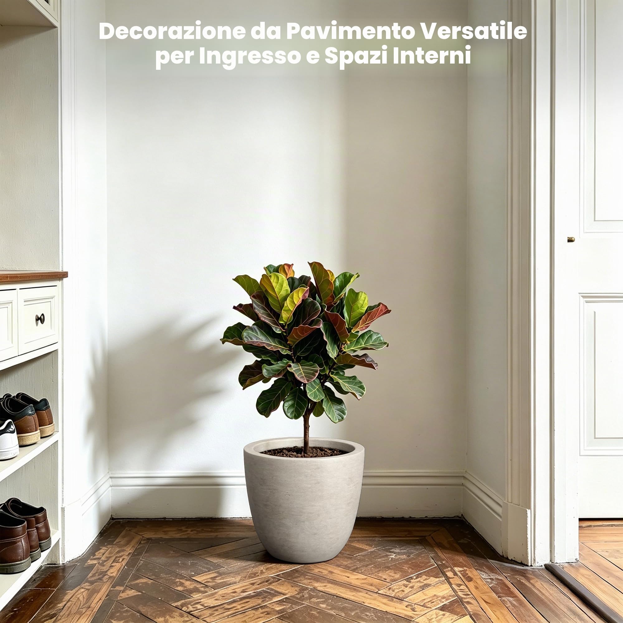 Kante RC0050B-C80021-2 - Vaso da giardino leggero e moderno, elegante fatto a mano, per interni ed esterni, 35,6 cm, in calcestruzzo stagionato