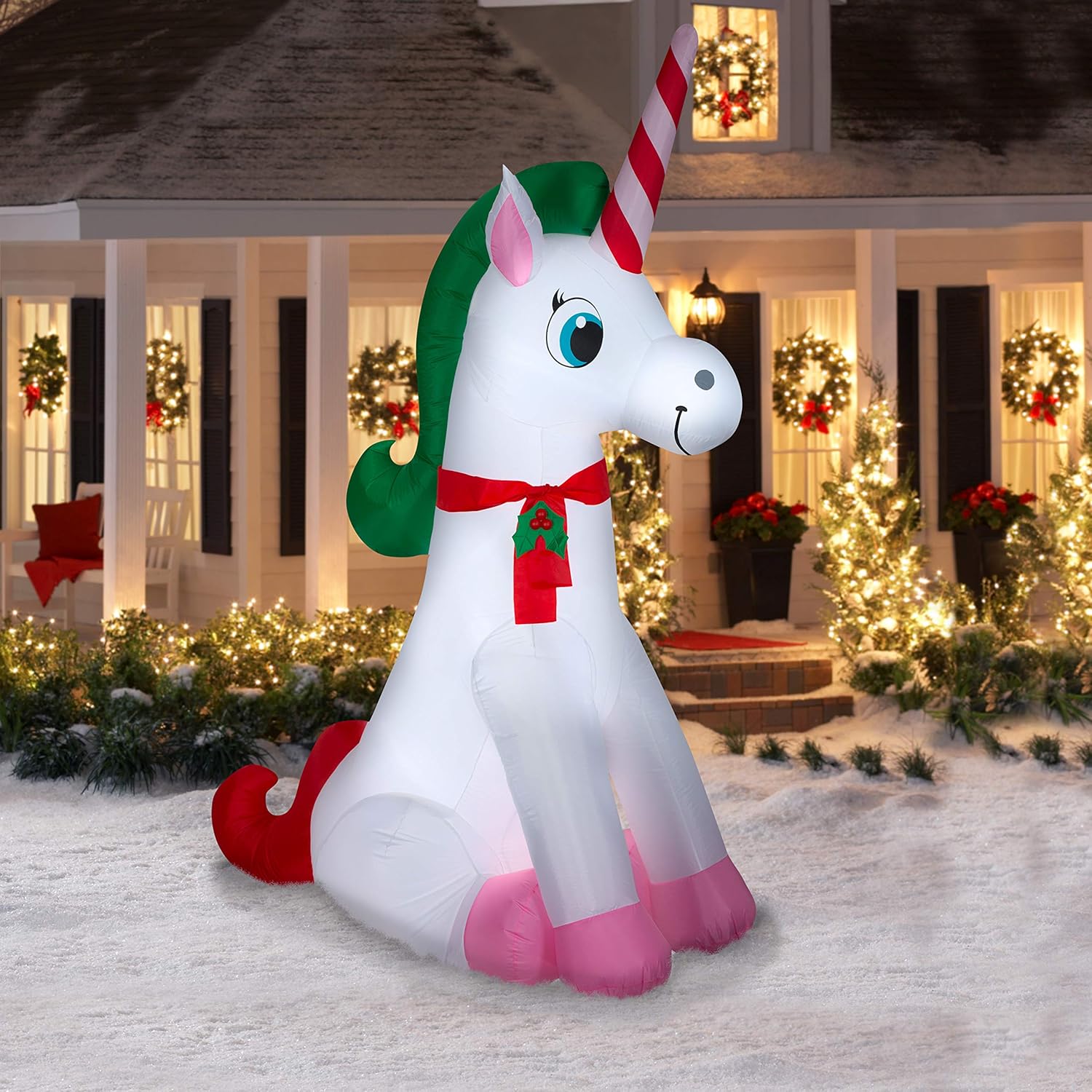 Gemmy 9' Airblown Inflatable Christmas Unicorn Patio