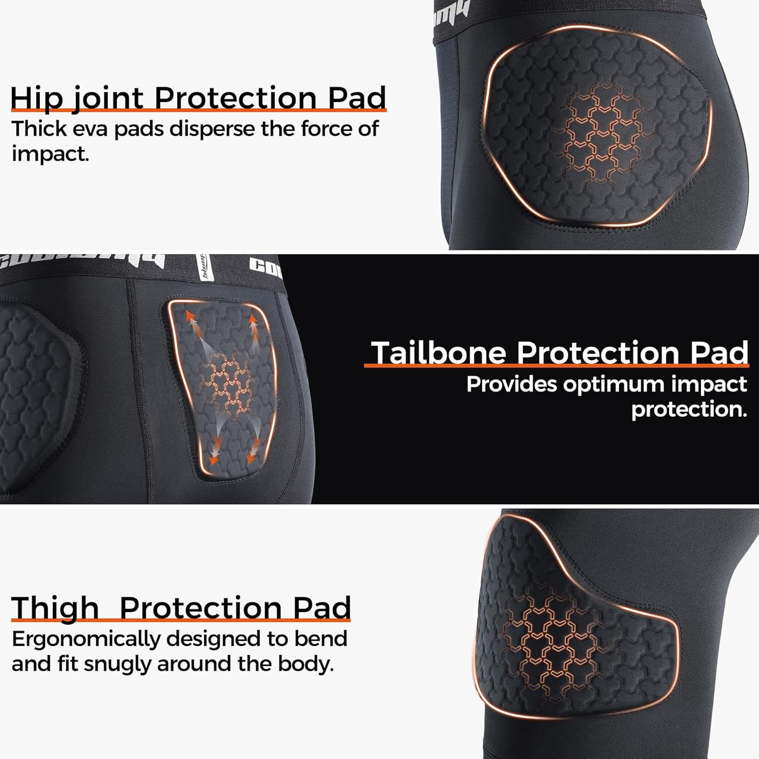 COOLOMG Youth Football Girdle Boys 5 Pads Football Shorts Compression Padded Shorts with Hip Tailbone Thigh Protection - Image 4