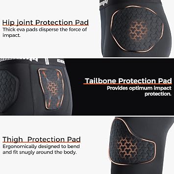 COOLOMG Youth Football Girdle 5-Pad Integrated Hip Thigh Tailbone Pads
