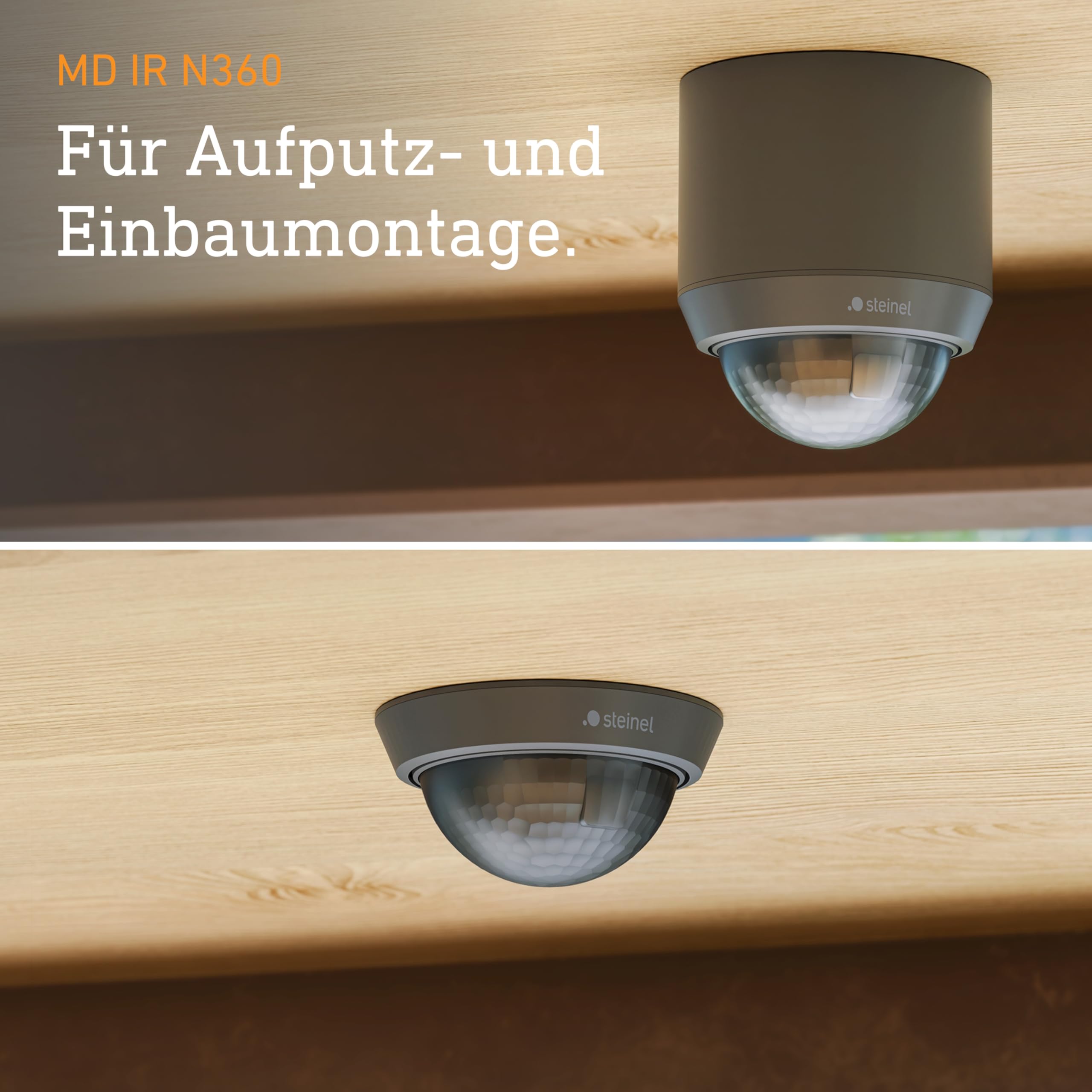 Steinel MD IR N360 Aufputz Anthrazit – Decken-Bewegungsmelder mit 360° Erfassung | Präzise Sensorsteuerung & App-Integration | Optimal für Eingangsbereiche, Flure & Gewerbeobjekte