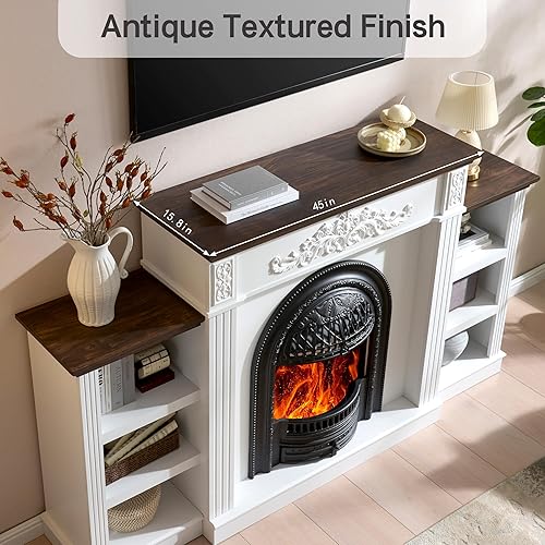 Miniatura 6 de Chimenea eléctrica de 78 pulgadas con chimenea, calentador de chimenea eléctrico, soporte de TV con chimenea independiente para televisores de hasta