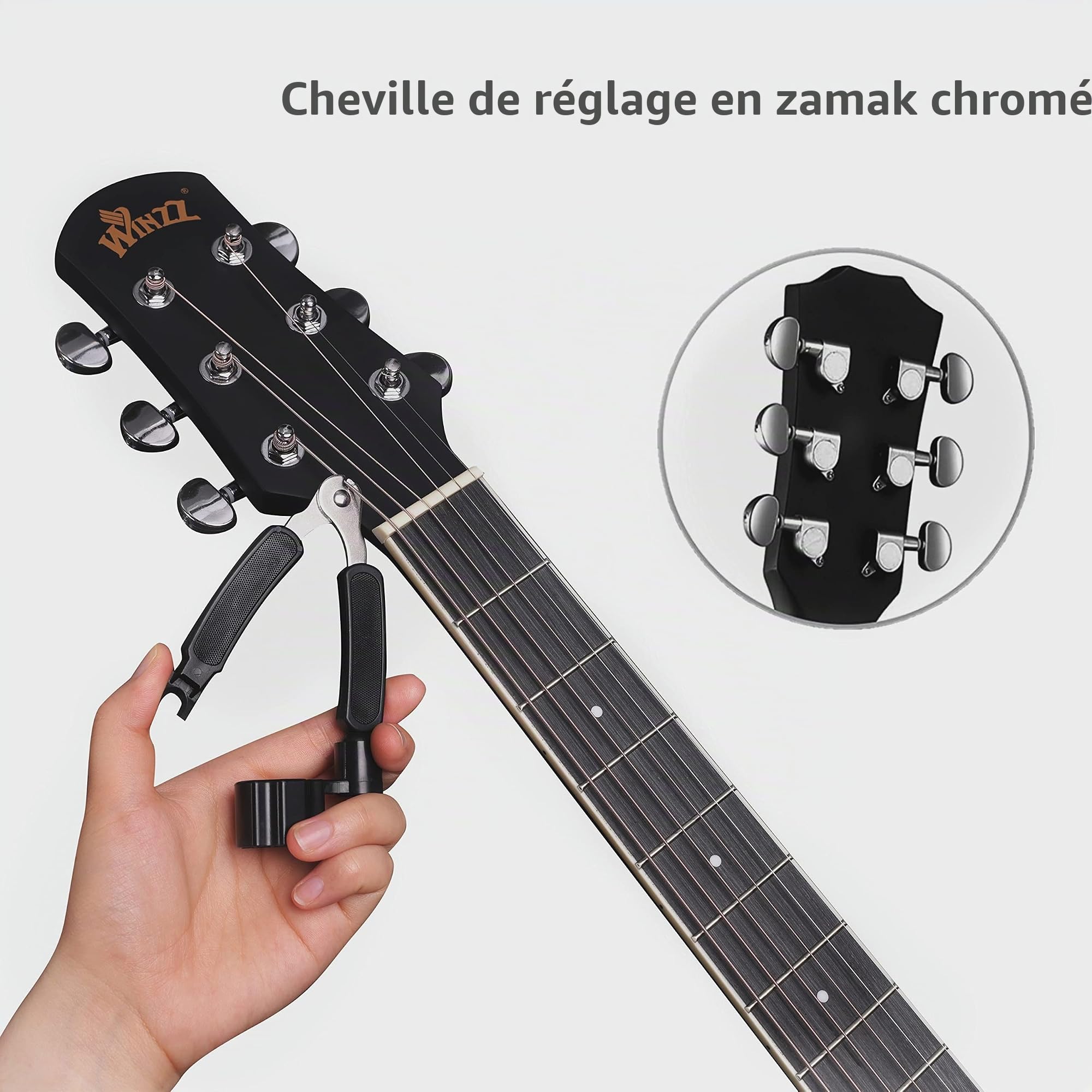 Winzz 41 Pouces Guitare Acoustique 4/4 Full Size pour les Adolescents Adultes Débutants Set, Noir Cutaway