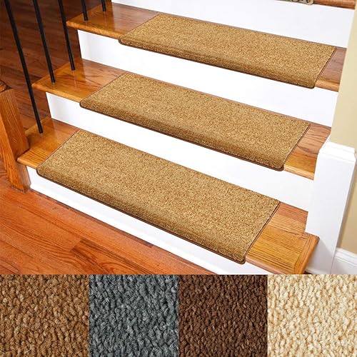 Miniatura 38 de Alfombra antideslizante de punta redondeada para escaleras, almohadillas para escaleras interiores, autoadhesivas, antideslizantes y lavables
