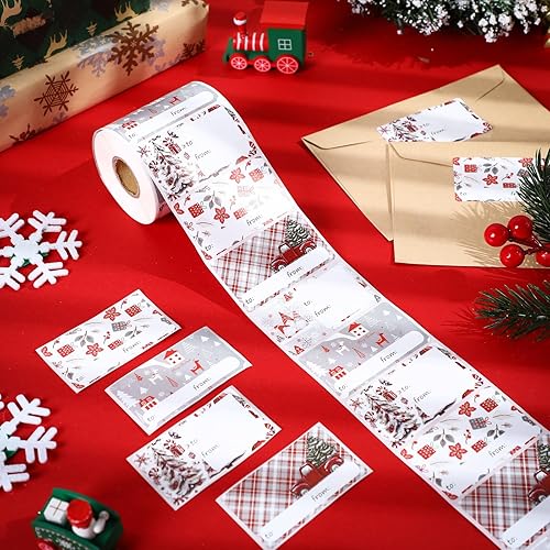 Vista 115 de Outus 500 etiquetas de Navidad, etiquetas autoadhesivas de regalo para regalos de Navidad, etiquetas de nombre de Navidad, etiquetas para papel