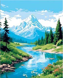 Mountain Paint by Numbers for Adults-Landscape Paint by Number Adult,Dimensions Paint by Number DIY Acrylic Canvas Paint by Numbers for Adults Drawing Colorful Paintworks Artwork for Adults 16x20inch