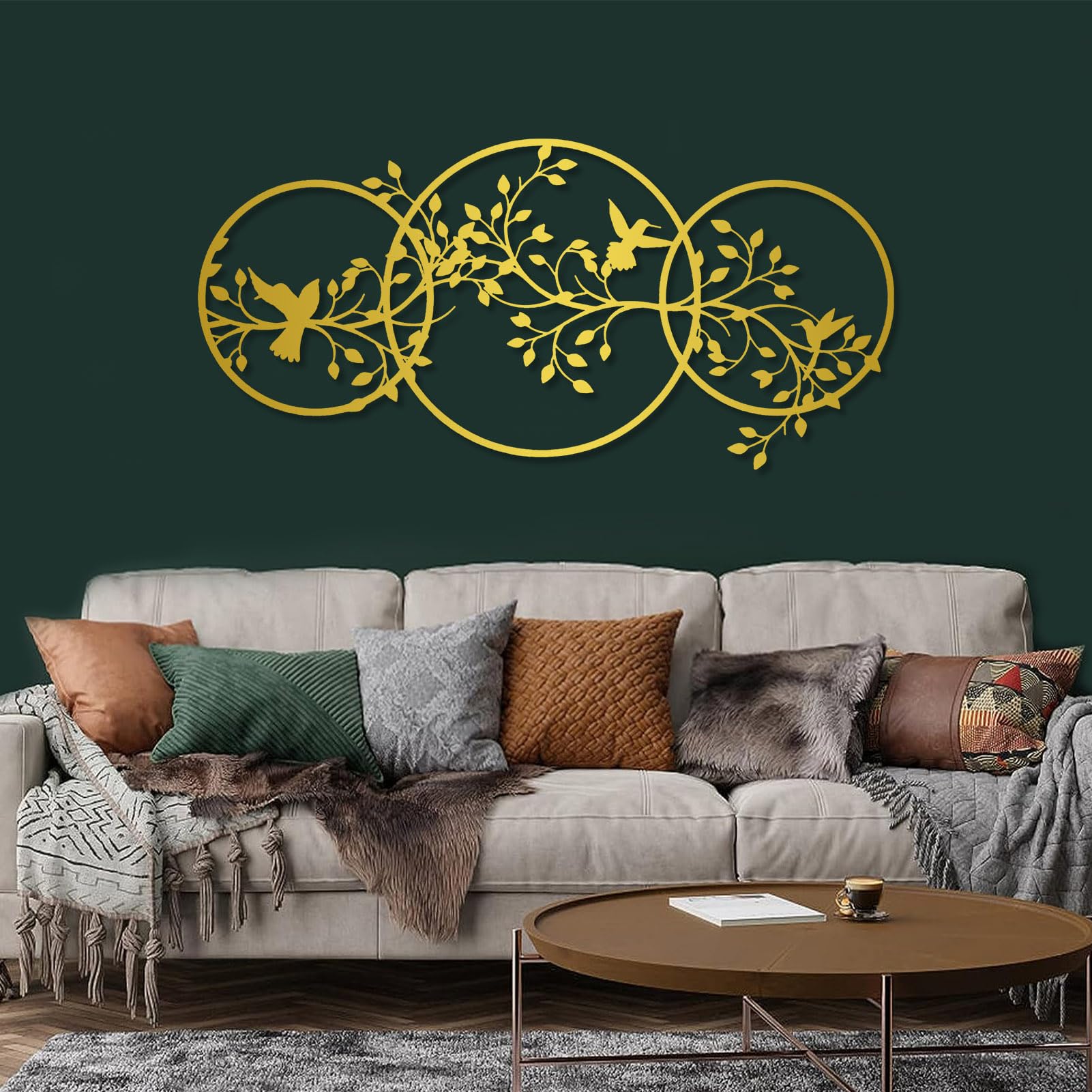 Decorazione murale in Metallo Raffigurante Un Uccello Nero su Un Ramo, Silhouette di Albero in Metallo, Scultura Moderna con Uccello per Soggiorno, Camera da Letto, corridoio e Scale (Bianco
