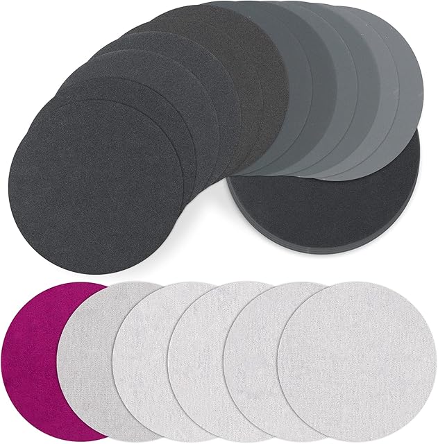 30PCS 125mm Sanding Discs, JatilEr Grits 320 600 800 1200 1500 2000 Wet and Dry Sanding Discs Hook and Loop Flocking Disc Silicon Carbide Orbital Sanding Pad Set for Polishing