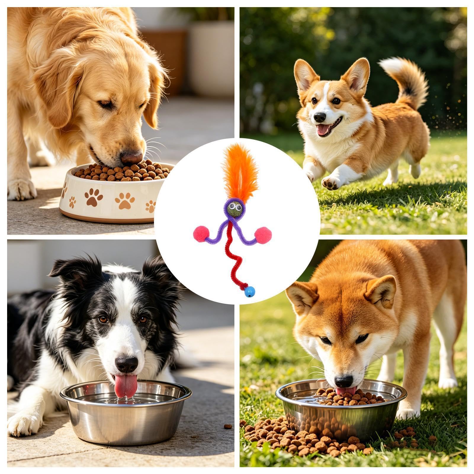 Mangiatoia Rialzata Per Cani Altezza Regolabile Pasto Lento | Supporto Rialzato A 2 Ciotole Con Contenitore Per Soggiorno Balcone Cucina Giardino Acqua Pollo A Cubetti Brodo Di Ossa