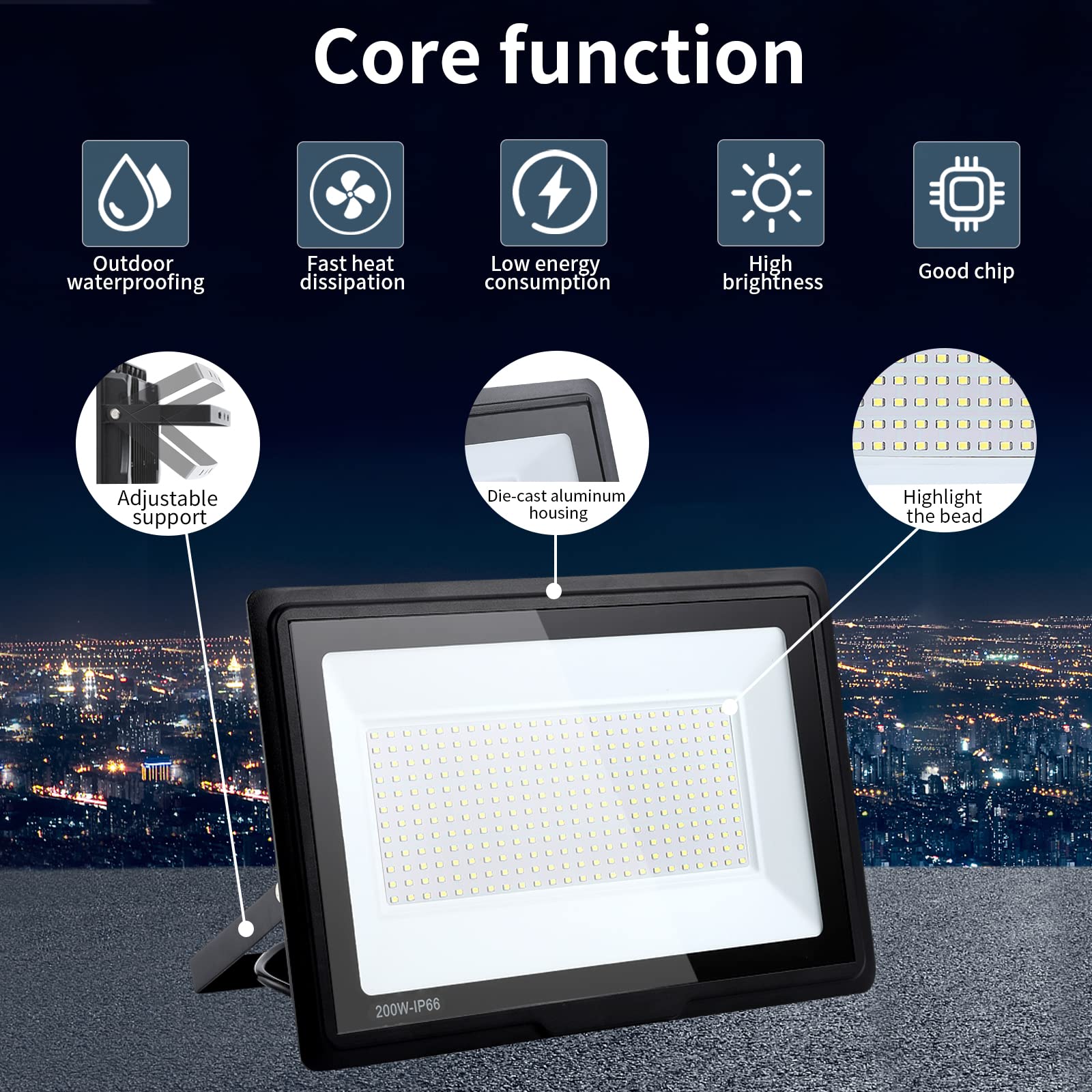 LED Strahler Außen 200W: 20000LM 6000K IP66 Flutlichtstrahler Außenleuchte | Led Scheinwerfer Energiesparend Flutlicht Für Sportplätze,Garagenhöfe,Gärten