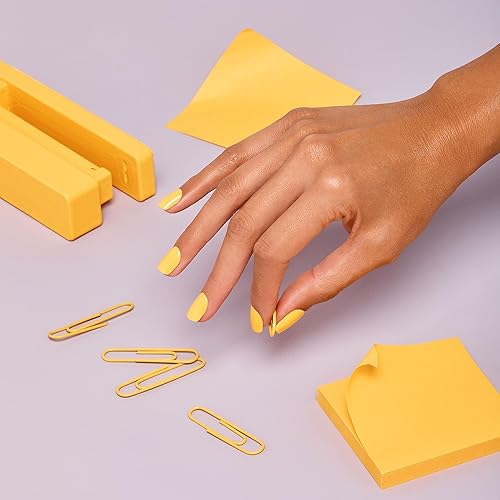 Miniatura 10 de KISS imPRESS - Kit de uñas cortas de gel a presión, tecnología PureFit, color liso Amarillo, sin esmalte, con una almohadilla de preparación, lima