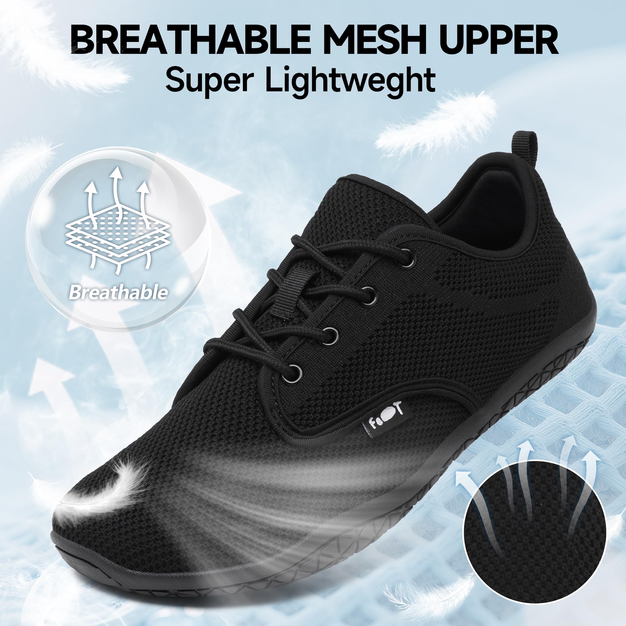 Geweo Unisex Barfußschuhe Breite Zehenbox Zero Drop Leicht Barfuss Sneaker