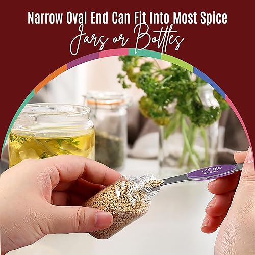 Miniatura 5 de Juego de 9 cucharas medidoras magnéticas de acero inoxidable, apilables, de doble cara, cucharas medidoras para medir ingredientes secos y líquidos,