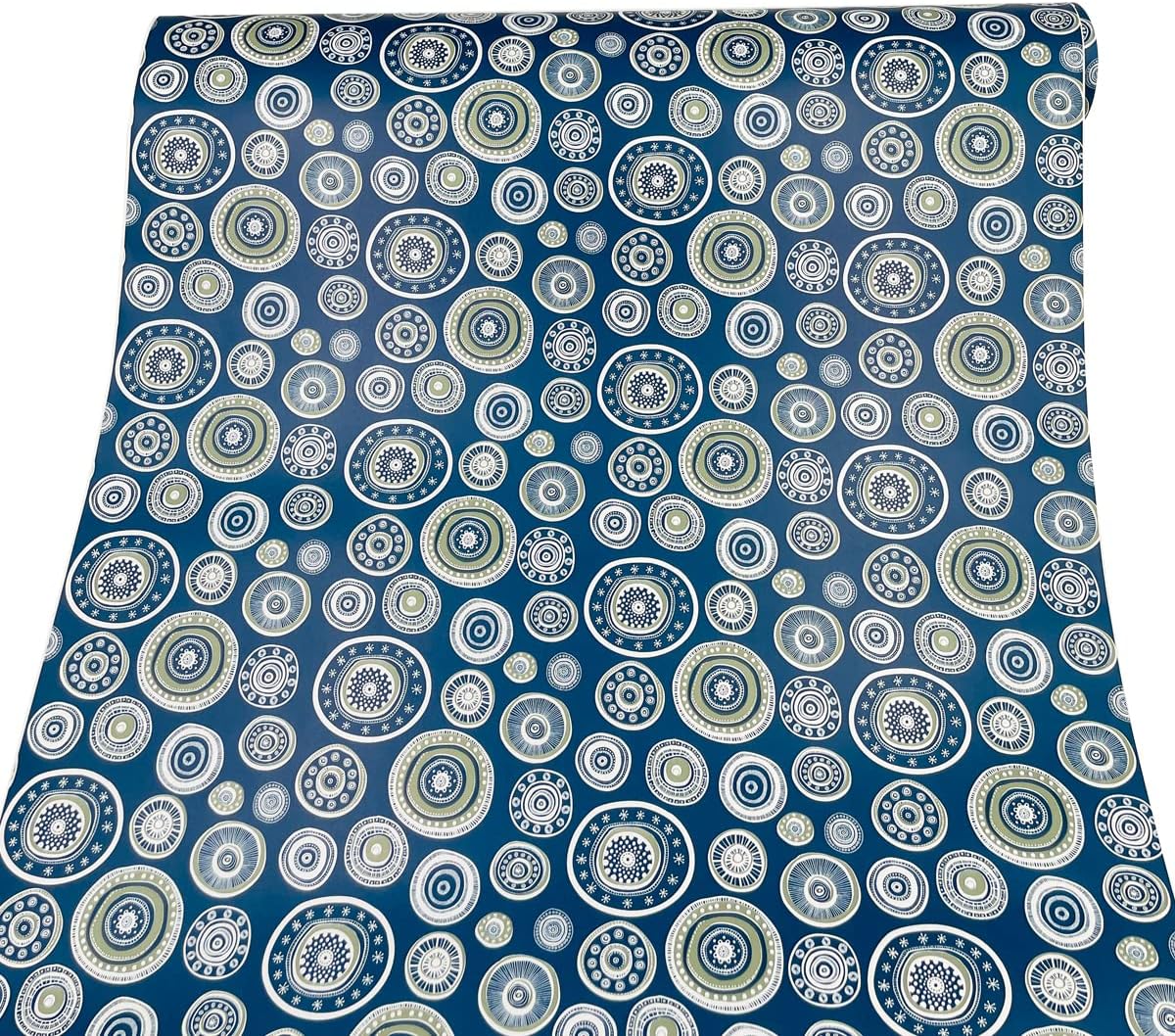 Scrollwork Wallpaper 32.8 ft Roll Revamp Makeup Organizer Wall Dresser Decor Paper Navy Blue Shelf Liner (L-393x17.7 Inch)