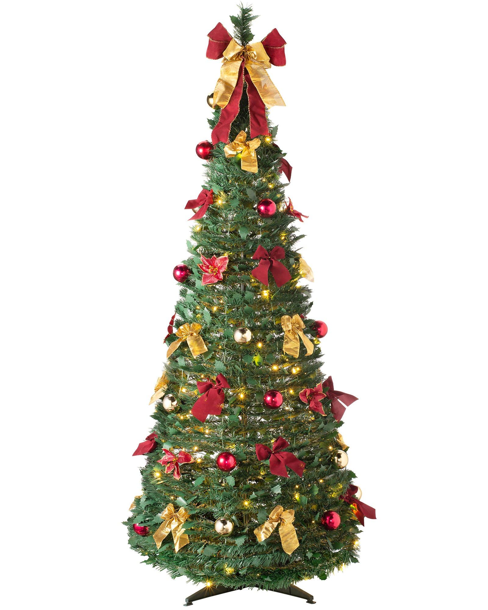 WeRChristmas Pre-Lit Pop Up Decorated Christmas Tree with 150 Static Warm LED Lights, Multi-Colour, 6 feet/1.8m — image 1