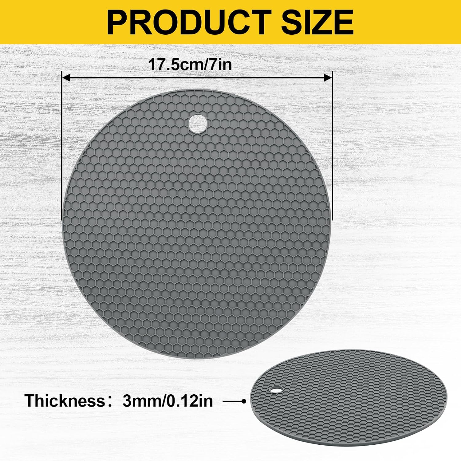3 Pack Silicone Jar Opener Pads, Multipurpose Round Bottle Lid Opener, Non-Slip Coasters for Texture Can (Gray)
