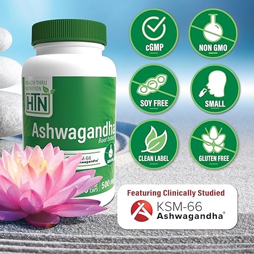 Miniatura 3 de Health Thru Nutrition Ashwagandha 500mg KSM66 60 cápsulas  Estrés, estado de ánimo, enfoque y energía  Extracto de Whitania Somnifera solo raíz