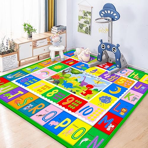 beetoy Tapete de juego de algodón para bebé súper suave extra grueso 02in tapete plegable antideslizante para gatear de bebé alfombra de área de