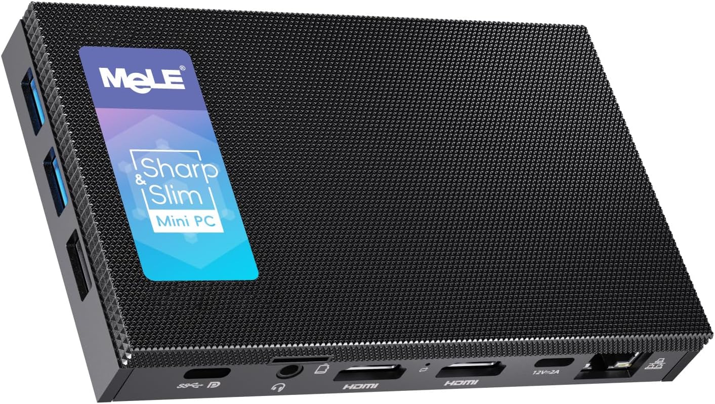 MeLE Quieter4C N150 Fanless Mini PC with Win 11 Pro(up to 3.6GHz 4C/4T) 32GB LPDDR5 512GB Micro Desktop Computer, Support 4K Triple Display, Dual HDMI, All-in-One USB-C WiFi 5 BT5.1 Ethernet
