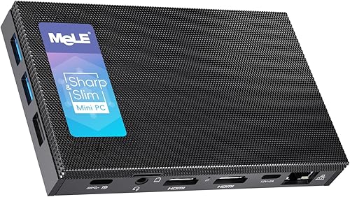 MeLE Quieter4C Mini PC sin ventilador 12th Alder Lake N100 (hasta 3.4 GHz 4C4T) 8 GB LPDDR4x 128 GB de almacenamiento Micro computadora de
