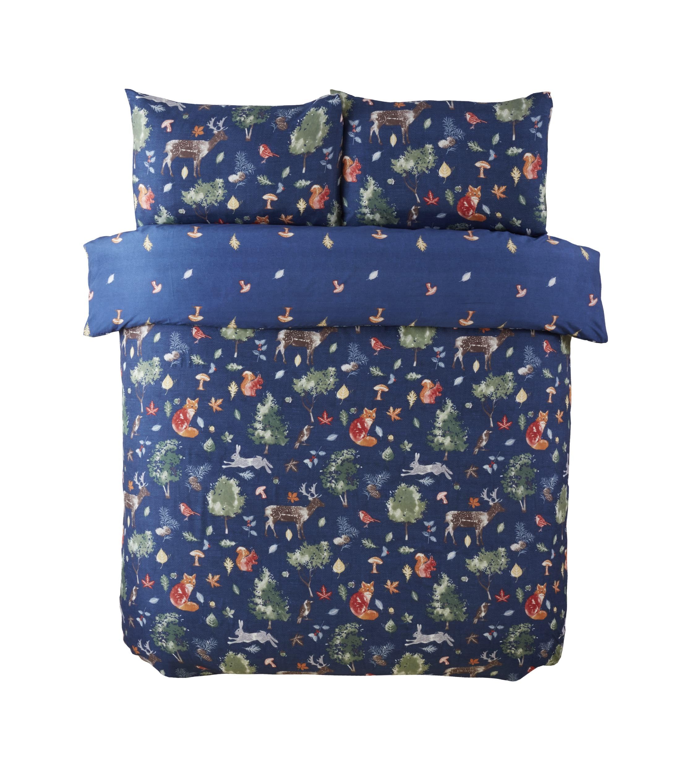 Rapport home Single Christmas Duvet Cover Set - Autumn Forest Microfibre Bedding with 1 Pillowcase, Multicolor Festive Design