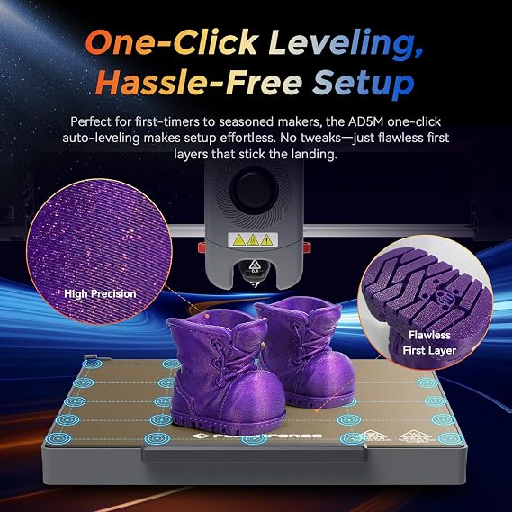 FLASHFORGE 3D Printer AD5M, 1-Click Full-Auto Calibration 600mm/s Fast Printing, CoreXY High-Speed Precision with Every Layer, 3S Quick-Swap Nozzle, Customizable Enclosure, Build Volume 220*220*220mm