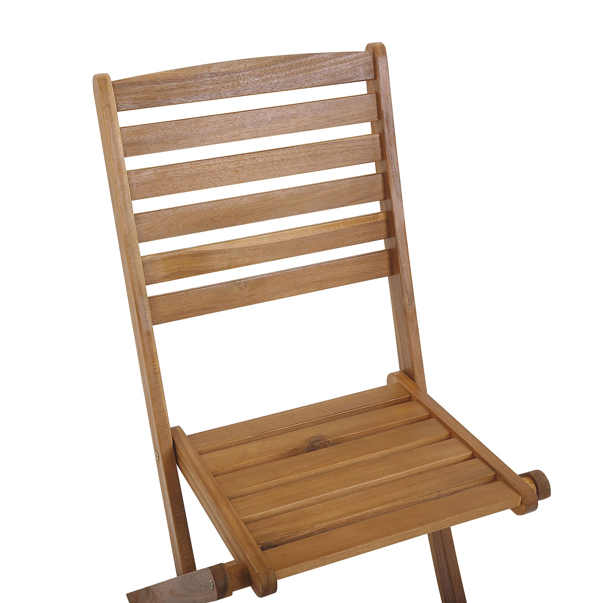 Beliani Gartenmöbel Set hellbraunes Akazienholz Tisch rund 150 cm mit 6 Stühlen Tolve