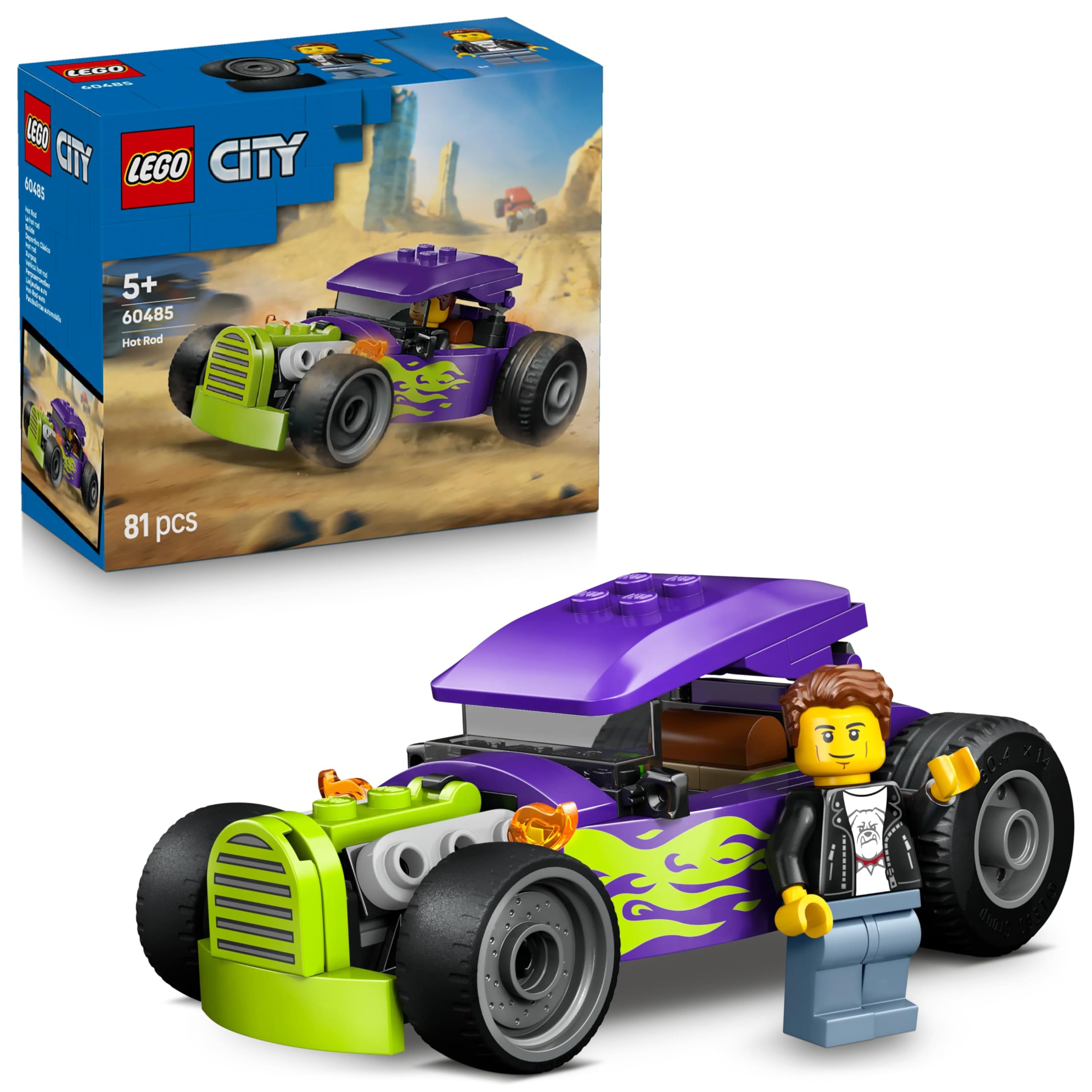LEGO City Hot Rod Race Car Toy - Classic Car Building Kit with Driver Minifigure - 60485-image-47