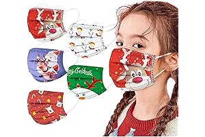 50-Count Kids Christmas Disposable Face Masks