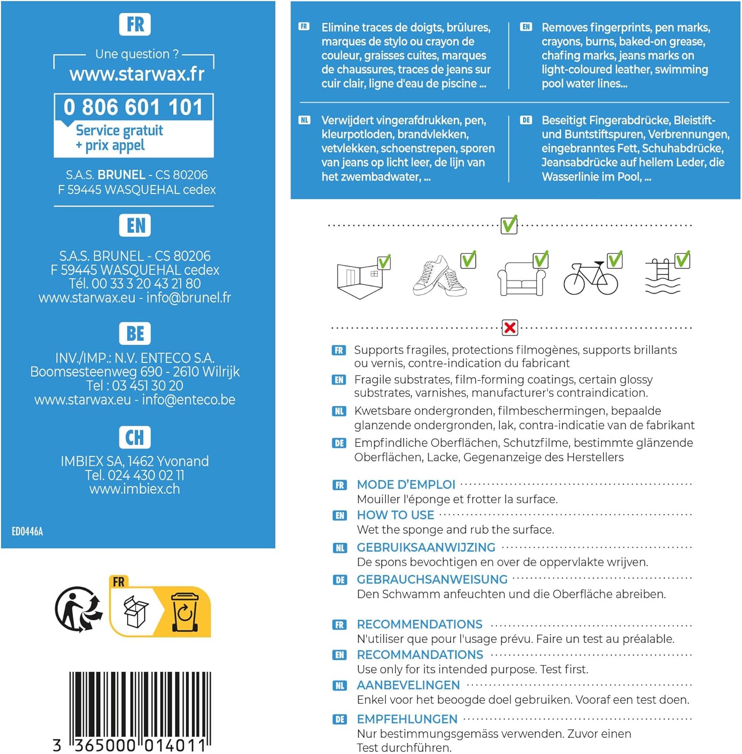 STARWAX - Magic Sponges - Remove Marks Immediately - Do Not Scratch - Easy to Clean - Maxi Format - Many Surfaces - Pack of 6