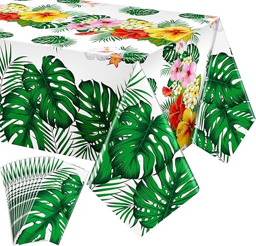 Tatuo Manteles hawaianos de Luau tropical, decoración de fiesta de verano, hojas de palma, desechables, rectangular, mantel Aloha grande para