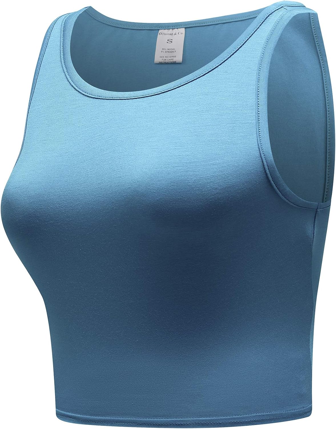 OThread &amp; Co. レディース ベーシック クロップトップ ストレッチ カジュアル クルーネック ノースリーブ クロ