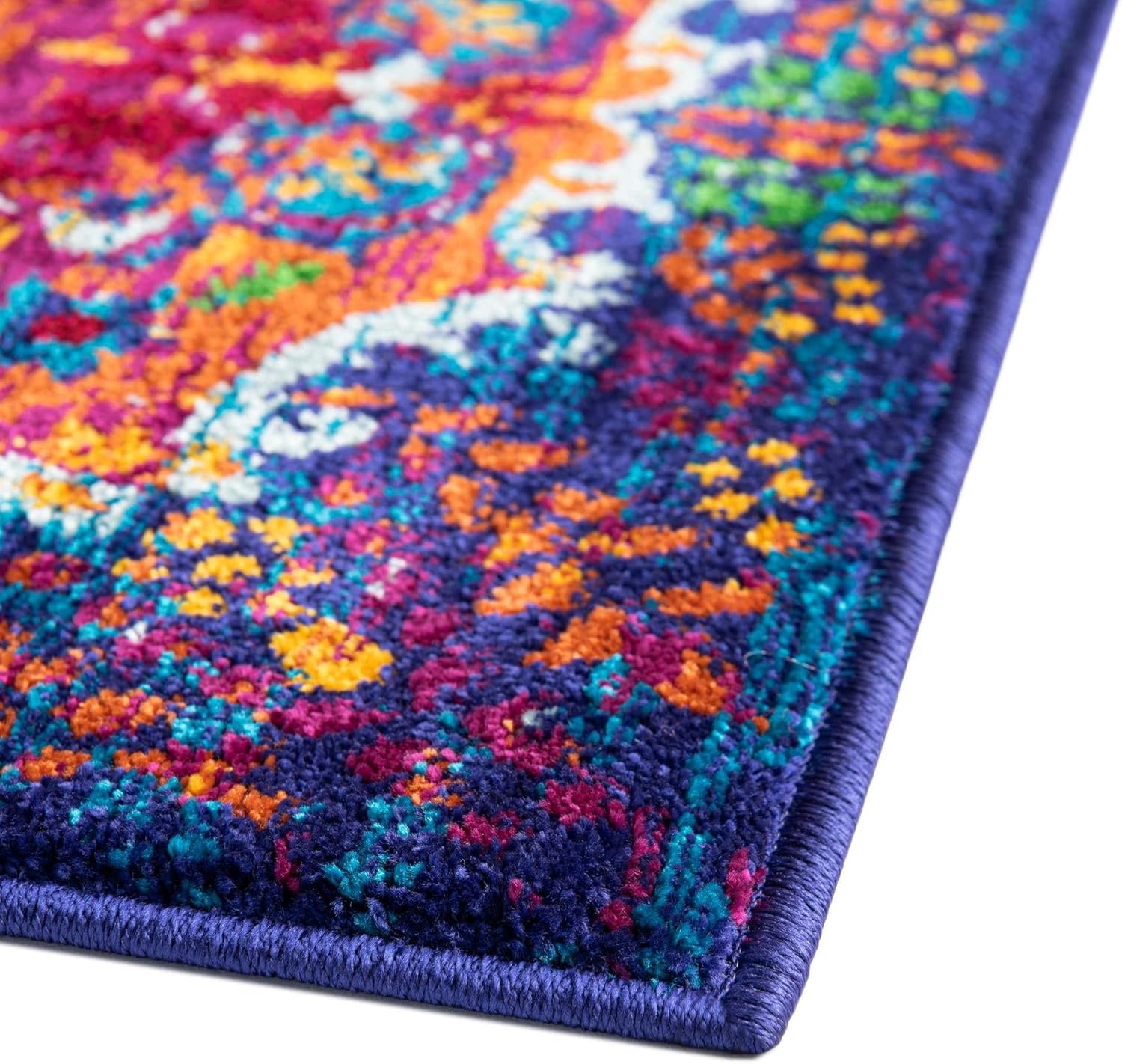 Rugs.com Calypso Collection Rug – 6 Ft Runner Fuchsia Medium Rug Perfect for Hallways, Entryways