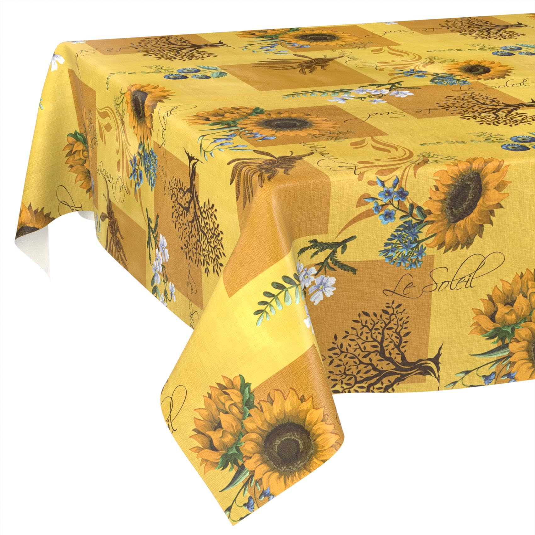 Oilcloth Tablecloth, Washable, Oilcloth, Easy Care, Water-Repellent, Lotus Effect, Garden Tablecloth, Sunflower, 240 x 140 cm, Cut Edge