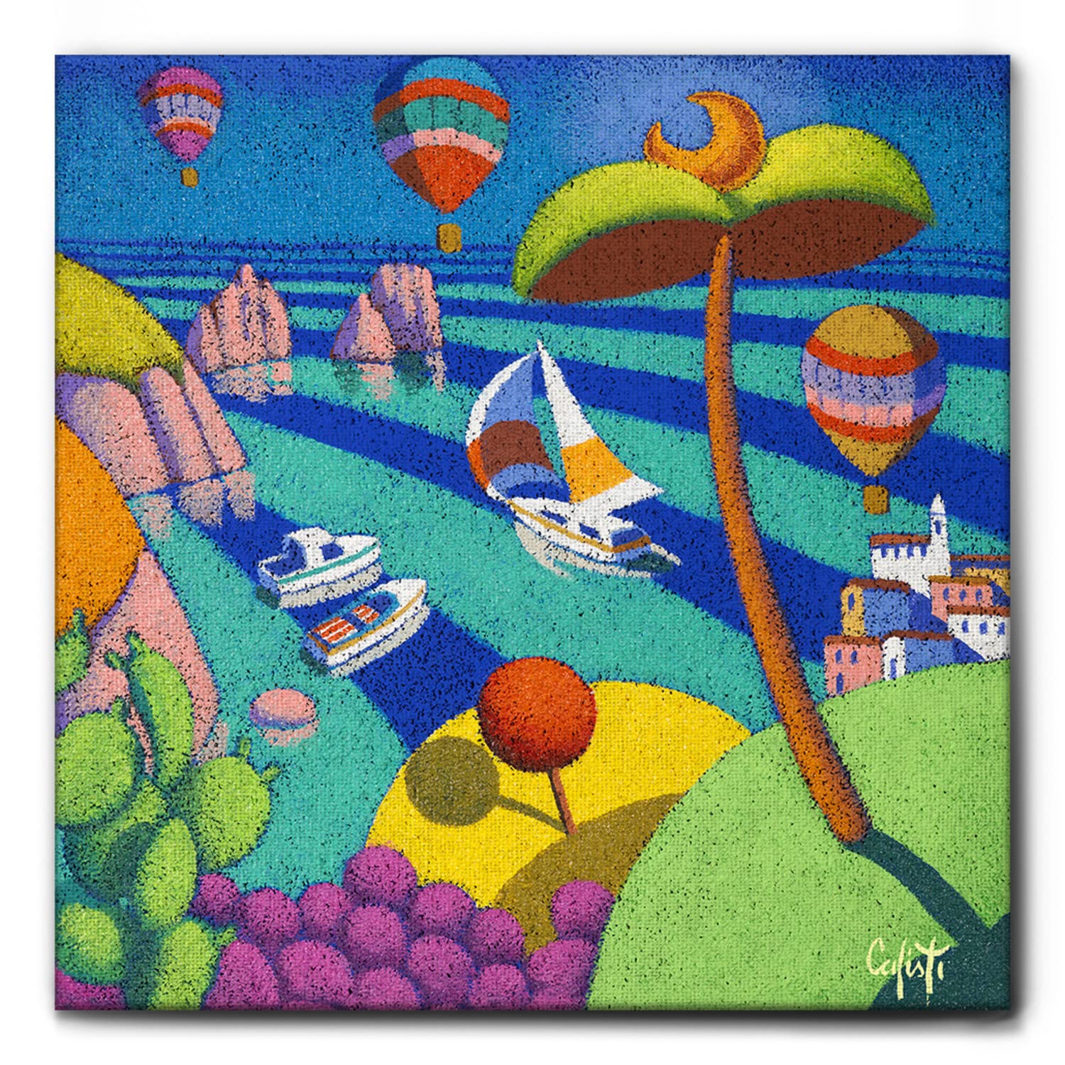 Giallobus - Quadro - Stefano Calisti - Isola di Capri - Tela canvas - 100x100 - Pronto da appendere - Quadri moderni per la casa