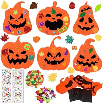 JOYEASE Halloween Crafts Children 12 Pieces DIY Pumpkin Craft Set