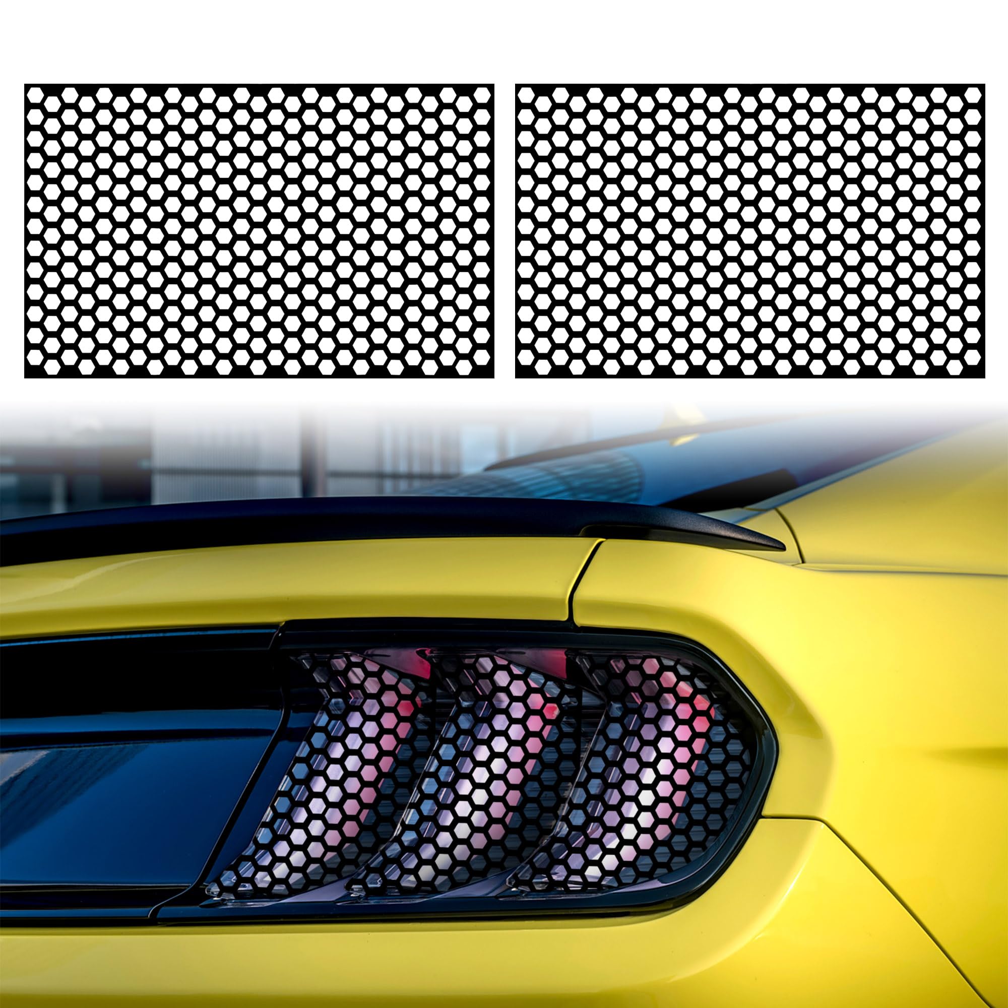 TOMALL 2 Pcs Honeycomb Graphic Stickers for Car Taillight Holographic Headlight Self Adhesive Film Sheet Vinyl Decals Trim Light Lamp Film Cover for Cars Universal Sticker Decorations (48x30cm)