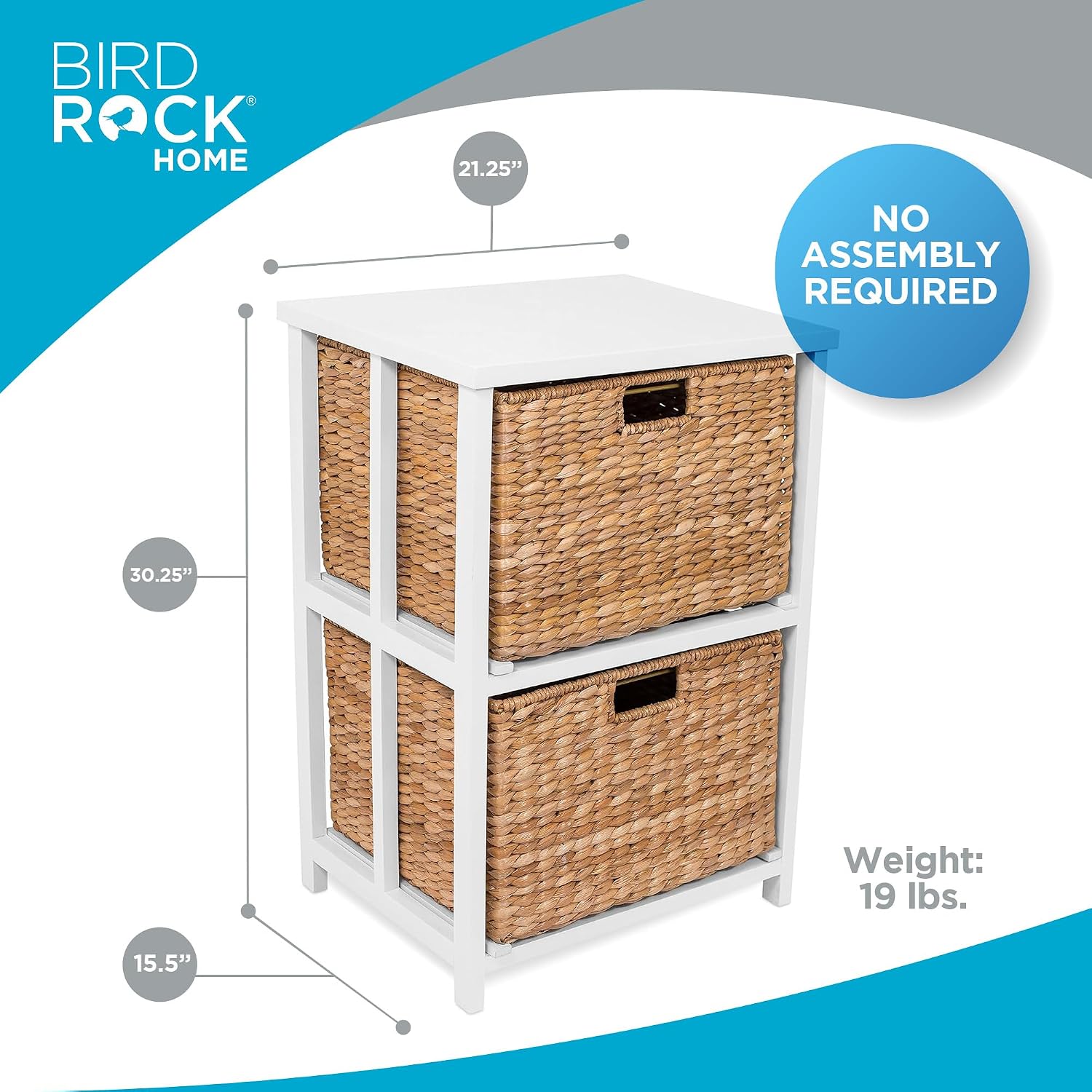 BIRDROCK HOME 2 Tiered File Cubby w/Wood Top - File Cabinet, Home Office Storage, Nightstand, Decorative Wooden Organizer | Desk, Modern Side Table, Shelves, Craft Furniture - Natural
